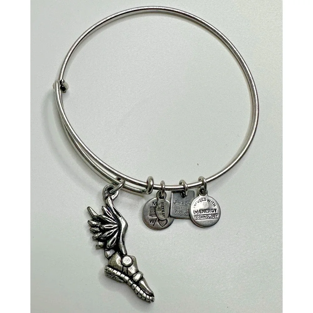 ALEX AND ANI Champion Winged Shoe Bangle Bracelet Rafaelain Silver Dangle